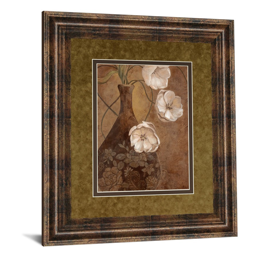 Classy Living Umber Blooms Wall Art 34x40in | Contemporary Floral Graphic Art in Dark Chocolate MDF Frame | Living Room & Office Decor | 34 | Model DM5181