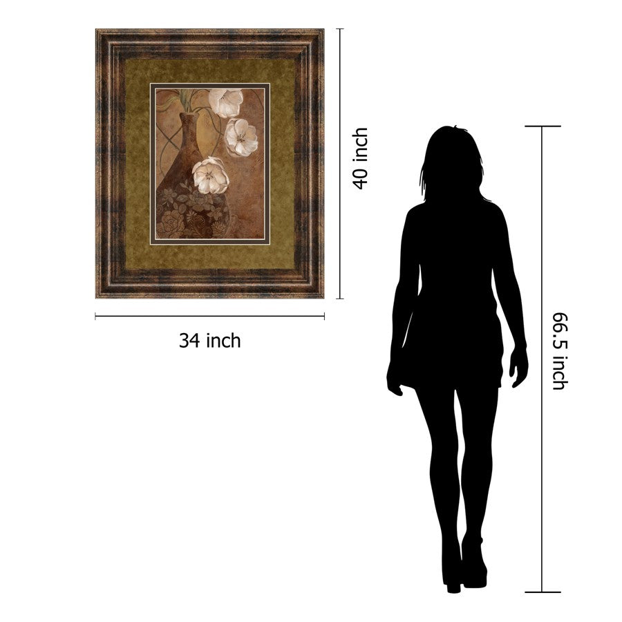 Classy Living Umber Blooms Wall Art 34x40in | Contemporary Floral Graphic Art in Dark Chocolate MDF Frame | Living Room & Office Decor | 34 | Model DM5181