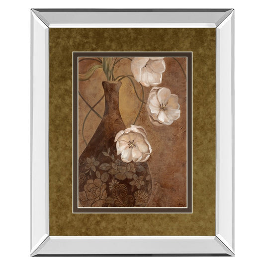 Classy Living Umber Blooms 34x40in Wall Art | Contemporary Botanical Print with Mirrored Frame | Living Room & Bedroom Decor | 34 x 40 x | Model DM5181MF