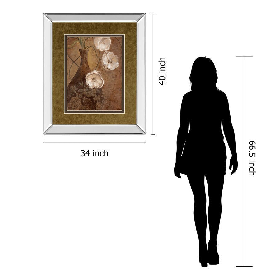 Classy Living Umber Blooms 34x40in Wall Art | Contemporary Botanical Print with Mirrored Frame | Living Room & Bedroom Decor | 34 x 40 x | Model DM5181MF