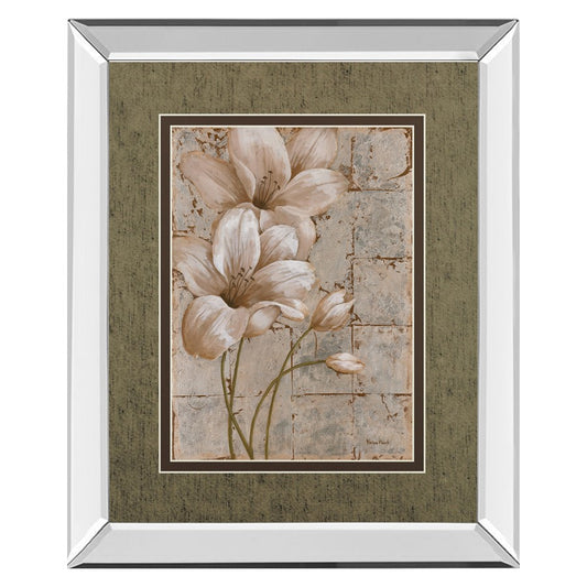 Classy Living Lillies Elegance Wall Art 34x40in | Contemporary Mirrored Frame with Double Matting | Living Room & Bedroom Botanical Decor | Model DM5198MF