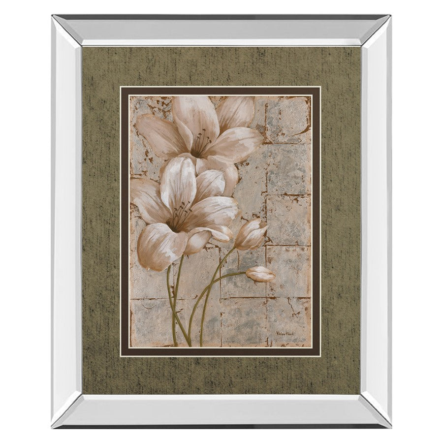 Classy Living Lillies Elegance Wall Art 34x40in | Contemporary Mirrored Frame with Double Matting | Living Room & Bedroom Botanical Decor | Model DM5198MF
