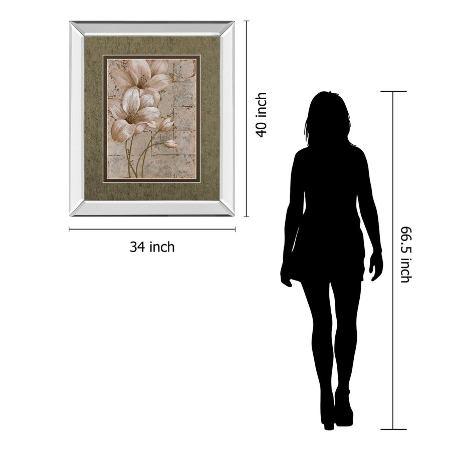 Classy Living Lillies Elegance Wall Art 34x40in | Contemporary Mirrored Frame with Double Matting | Living Room & Bedroom Botanical Decor | Model DM5198MF