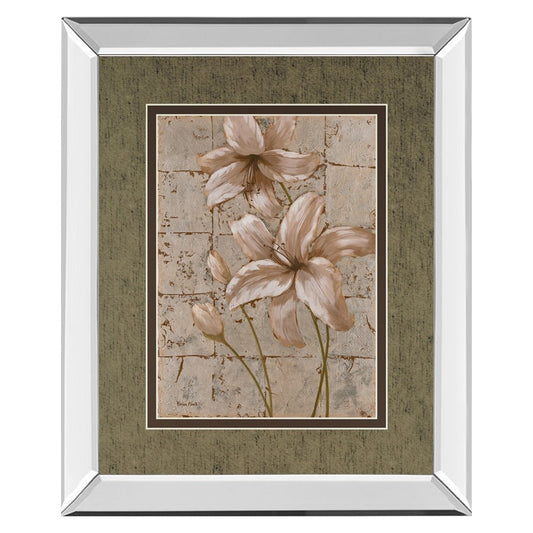 Classy Living Muted Lillies Wall Art 34x40in | Contemporary Botanical with Mirrored Frame | Living Room & Bedroom Decor | 34 x 40 x 3 in | Model DM5199MF