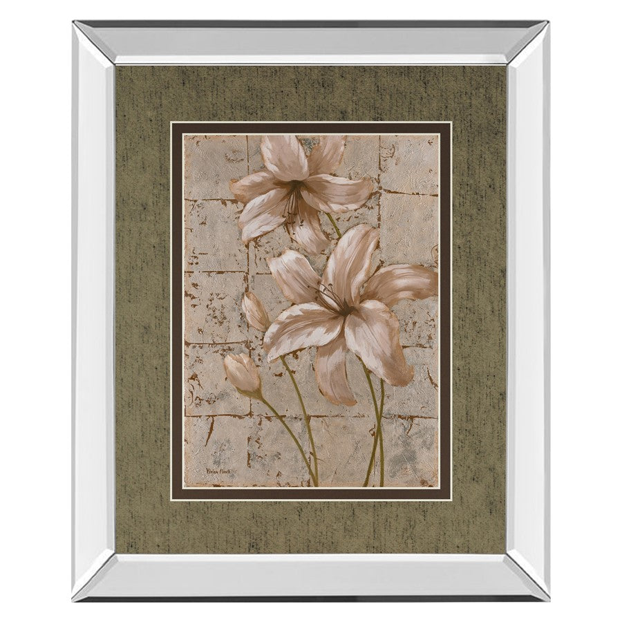 Classy Living Muted Lillies Wall Art 34x40in | Contemporary Botanical with Mirrored Frame | Living Room & Bedroom Decor | 34 x 40 x 3 in | Model DM5199MF