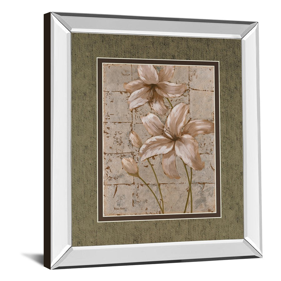 Classy Living Muted Lillies Wall Art 34x40in | Contemporary Botanical with Mirrored Frame | Living Room & Bedroom Decor | 34 x 40 x 3 in | Model DM5199MF
