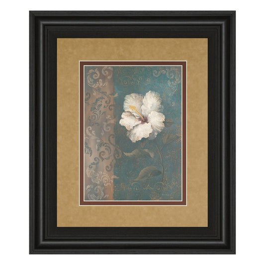 Classy Living White Blossom Wall Art 34x40in | Contemporary Floral Graphic Art with Dark Chocolate MDF Frame | Living Room & Bedroom Decor | Model DM5204