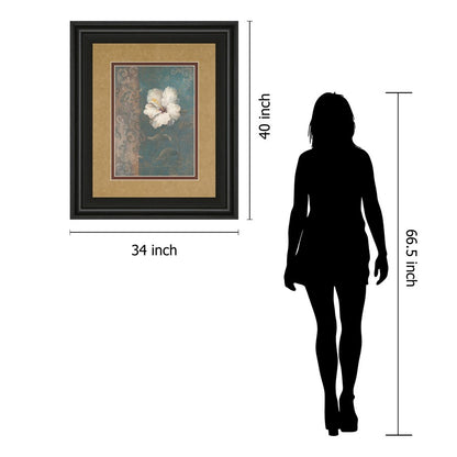 Classy Living White Blossom Wall Art 34x40in | Contemporary Floral Graphic Art with Dark Chocolate MDF Frame | Living Room & Bedroom Decor | Model DM5204