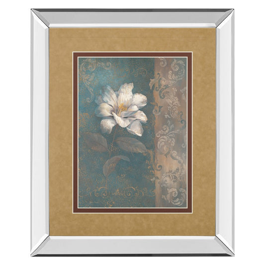 Classy Living White Bloom 34x40 Wall Art | Contemporary Botanical Print with Mirrored Frame | Living Room, Bedroom & Office Decor | 3 x | Model DM5205MF