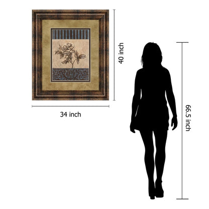 Classy Living Rose Elegance 34x40in Framed Wall Art | Traditional Dark Chocolate MDF Frame and Multicolor Paper Print | Living Room & | Model DM5214