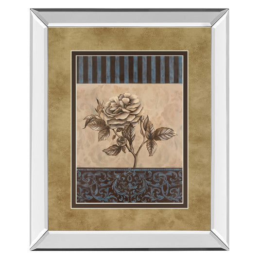 Classy Living Rose Elegance Wall Art 34x40in | Traditional Beige Brown Rose on Mirrored Frame | Living Room & Bedroom Decor | 34 x 40 x 3 | Model DM5214MF