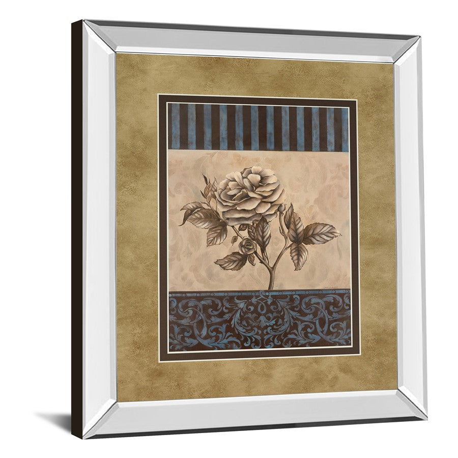 Classy Living Rose Elegance Wall Art 34x40in | Traditional Beige Brown Rose on Mirrored Frame | Living Room & Bedroom Decor | 34 x 40 x 3 | Model DM5214MF