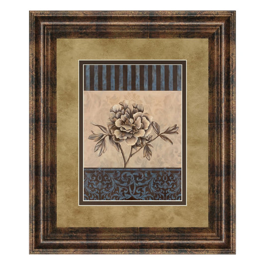 Classy Living Rose Refined I 34x40in Wall Art | Contemporary Dark Chocolate MDF Frame and Beige Brown Botanical Print | Living Room Bedroom | Model DM5215