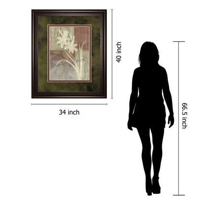 Classy Living Lily Silhouette 34x40in Framed Wall Art | Contemporary Dark Chocolate MDF Frame with Double Mat | Living Room & Bedroom | Model DM5224