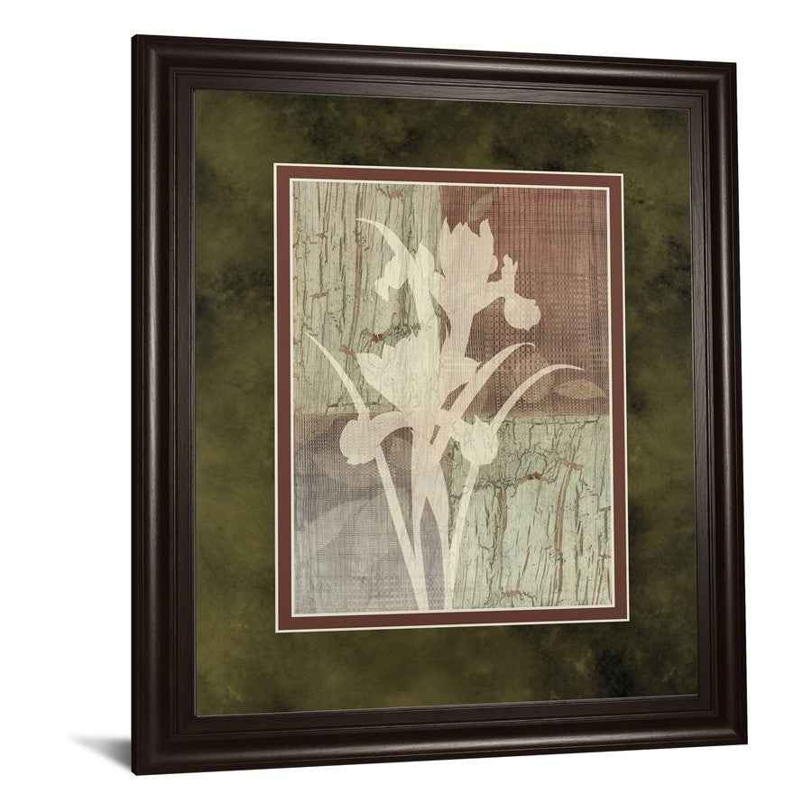Classy Living Iris Silhouette 34x40in Framed Wall Art | Contemporary Botanical Paper Print in Dark Chocolate MDF Frame | Living Room & | Model DM5225