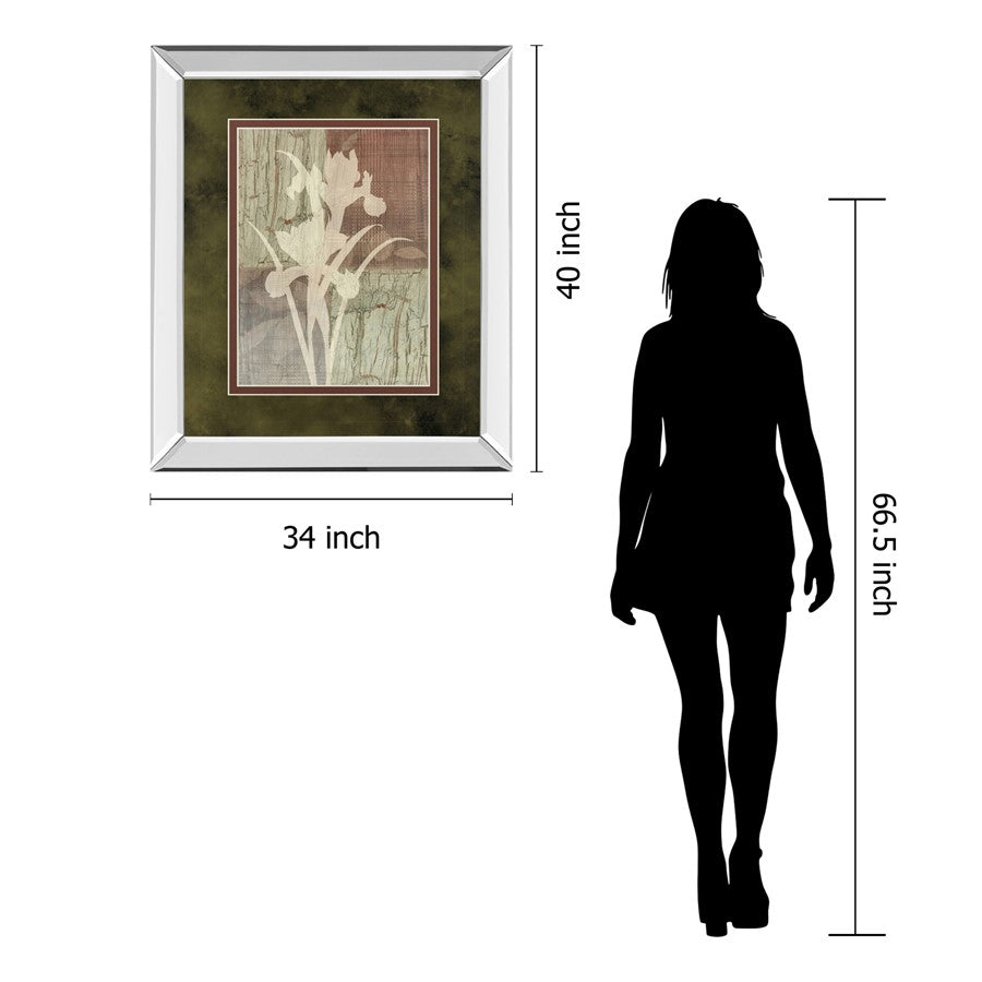 Classy Living Iris Silhouette Wall Art 34x40in | Contemporary Mirrored Frame & Double Mat | Living Room & Bedroom Decor | 34 x 40 x 3 in | Model DM5225MF