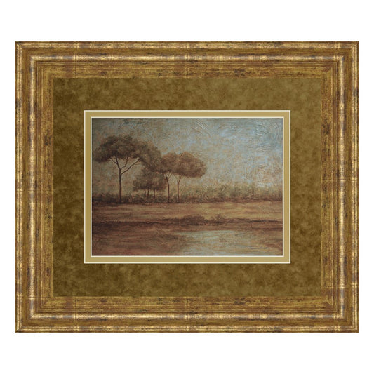 Classy Living Tranquil Trees Wall Art 40x34in | Contemporary Landscape on Paper in Gilded Radiance MDF Frame | Living Room & Office Decor | Model DM5226