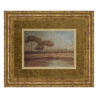 Classy Living Tranquil Trees Wall Art 40x34in | Contemporary Landscape on Paper in Gilded Radiance MDF Frame | Living Room & Office Decor | Model DM5226