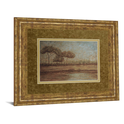 Classy Living Tranquil Trees Wall Art 40x34in | Contemporary Landscape on Paper in Gilded Radiance MDF Frame | Living Room & Office Decor | Model DM5226