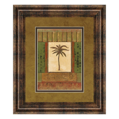 Classy Living Tranquil Palm 34x40in Wall Art | Transitional Dark Chocolate MDF Frame and Multicolor Paper Print | Living Room & Bedroom | Model DM5242