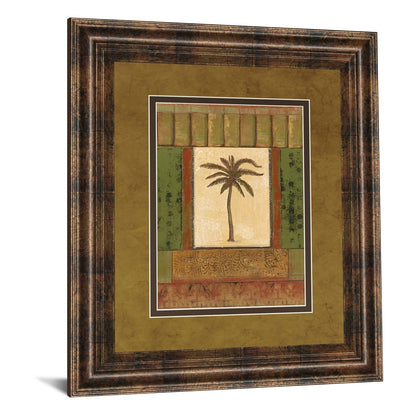 Classy Living Tranquil Palm 34x40in Wall Art | Transitional Dark Chocolate MDF Frame and Multicolor Paper Print | Living Room & Bedroom | Model DM5242