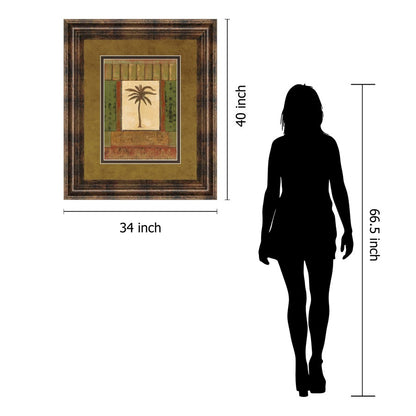 Classy Living Tranquil Palm 34x40in Wall Art | Transitional Dark Chocolate MDF Frame and Multicolor Paper Print | Living Room & Bedroom | Model DM5242