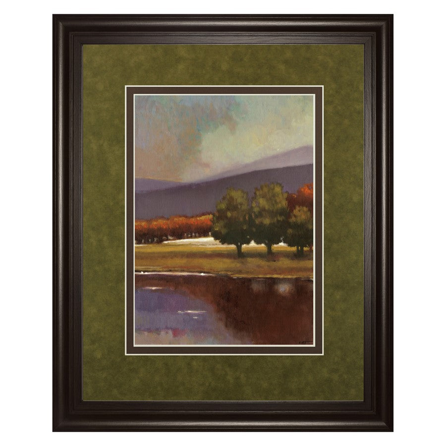 Classy Living Tranquil Lake View 34x40in Wall Art | Transitional Landscape on Paper in Dark Chocolate MDF Frame | Living Room & Office | Model DM5251