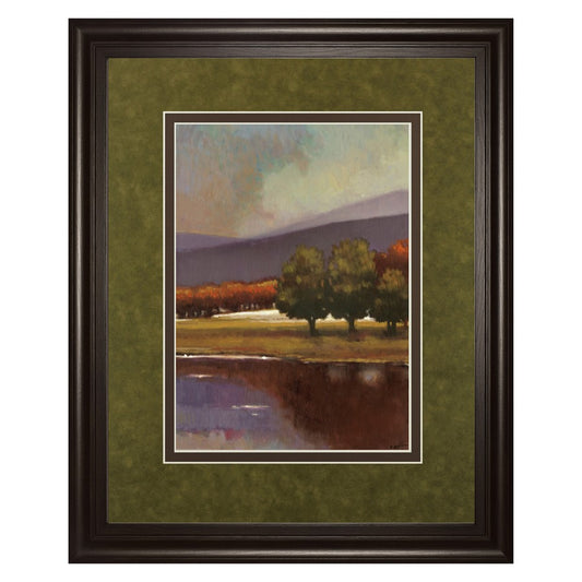 Classy Living Tranquil Lake View 34x40in Wall Art | Transitional Landscape on Paper in Dark Chocolate MDF Frame | Living Room & Office | Model DM5251