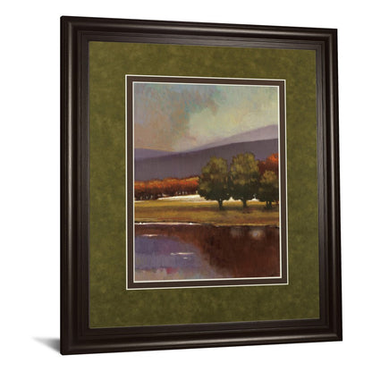 Classy Living Tranquil Lake View 34x40in Wall Art | Transitional Landscape on Paper in Dark Chocolate MDF Frame | Living Room & Office | Model DM5251