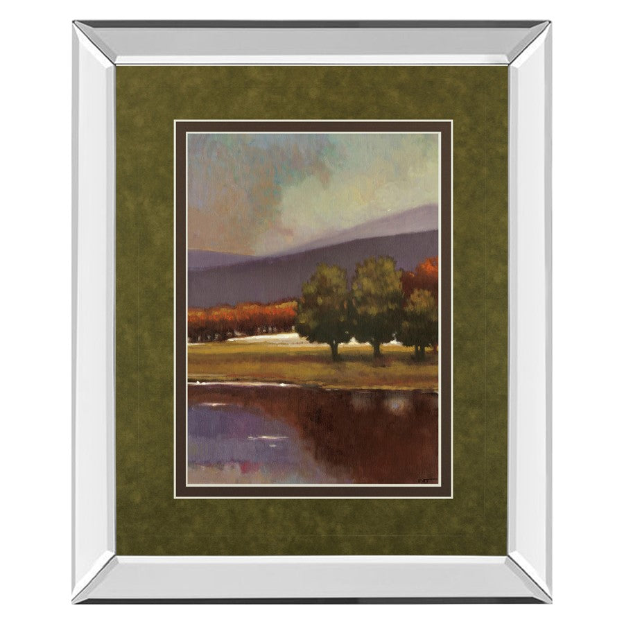 Classy Living Tranquil Lake View Wall Art 34x40in | Transitional Mirrored Frame | Living Room, Bedroom & Office Decor | 3 x 34 x 40 in | Model DM5251MF