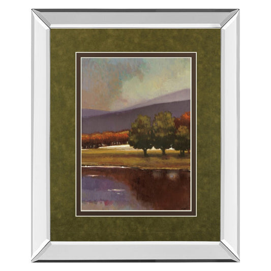 Classy Living Tranquil Lake View Wall Art 34x40in | Transitional Mirrored Frame | Living Room, Bedroom & Office Decor | 3 x 34 x 40 in | Model DM5251MF