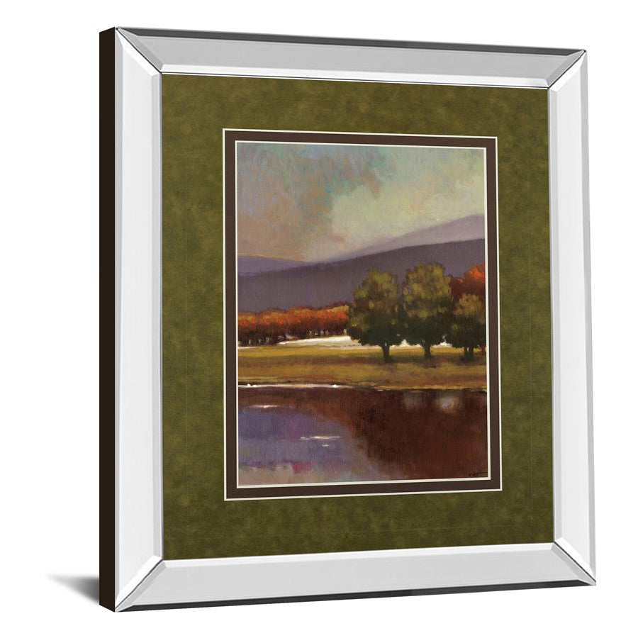 Classy Living Tranquil Lake View Wall Art 34x40in | Transitional Mirrored Frame | Living Room, Bedroom & Office Decor | 3 x 34 x 40 in | Model DM5251MF