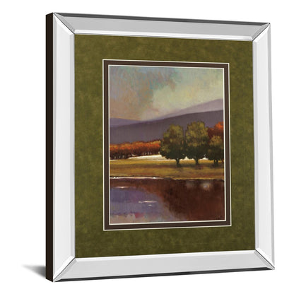 Classy Living Tranquil Lake View Wall Art 34x40in | Transitional Mirrored Frame | Living Room, Bedroom & Office Decor | 3 x 34 x 40 in | Model DM5251MF
