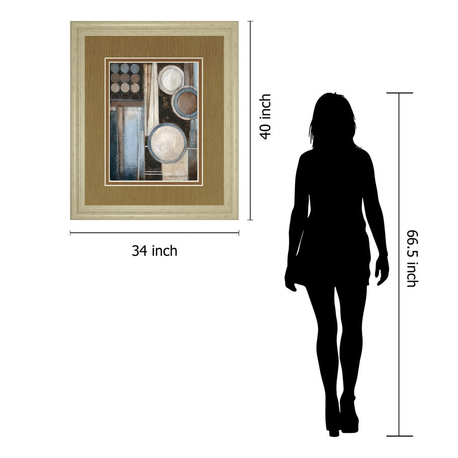 Classy Living Blue Notes II 34x40in Wall Art | Contemporary Abstract on Paper in Ivory Bliss MDF Frame | Living Room & Office Decor | 1 x | Model DM5255