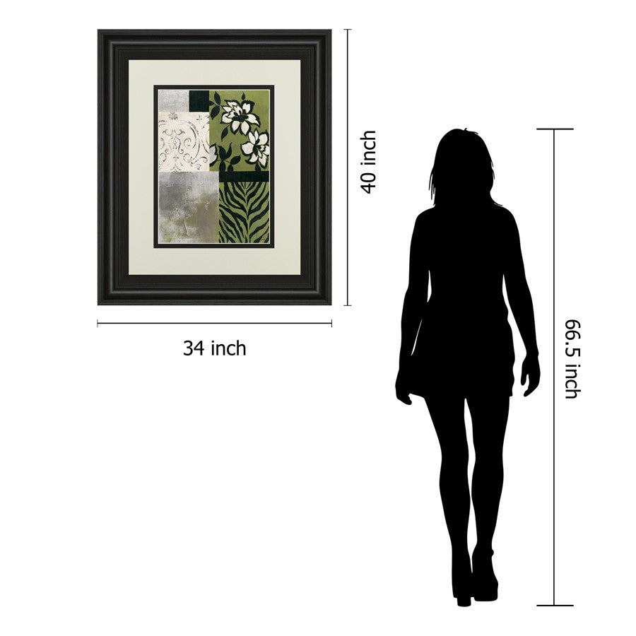 Classy Living Patterned Botanicals 34x40in Wall Art | Contemporary Midnight Aura Frame | Living Room, Bedroom & Office Decor | 34 x 40 x 1 | Model DM5257
