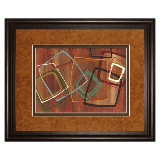 Classy Living Retro Loops 40x34in Wall Art | Contemporary Multicolor Geometric on Dark Chocolate MDF Frame | Living Room & Office Decor | Model DM5259