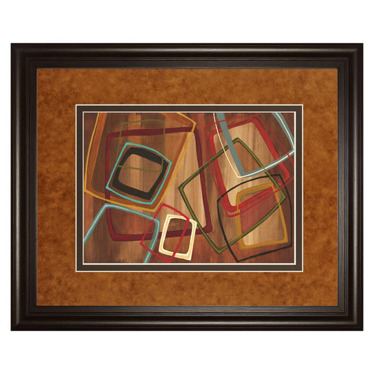 Classy Living Abstract Geometry 40x34in Wall Art | Contemporary Multicolor on Dark Chocolate MDF Frame | Living Room & Office Decor | 40 x | Model DM5260