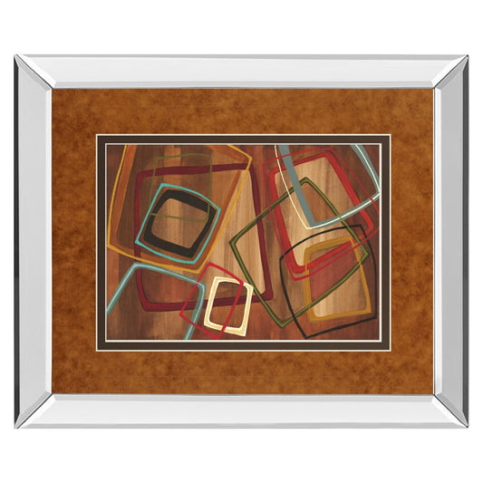 Classy Living Abstract Geometry 40x34in Wall Art | Contemporary Multicolor Mirrored Frame | Living Room & Office Decor | 40 x 34 x 3 in | Model DM5260MF