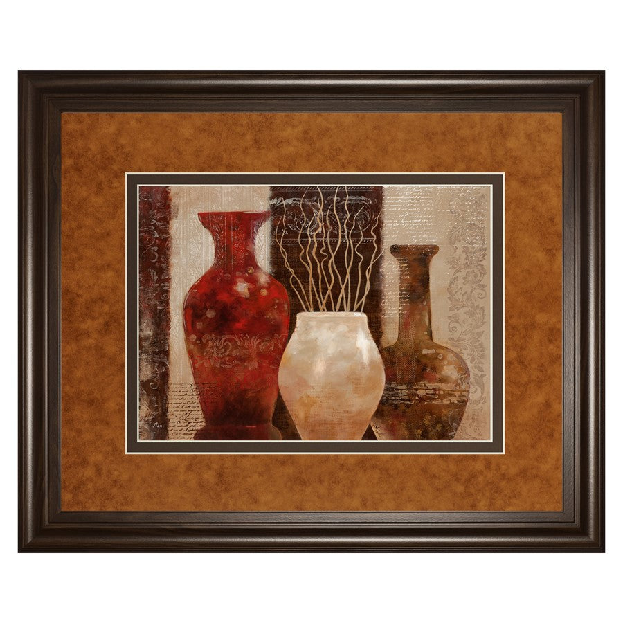 Classy Living Rustic Vases 40x34in Wall Art | Transitional Dark Chocolate MDF Frame with Real Glass | Living Room & Office Decor | 1 x 40 x | Model DM5270