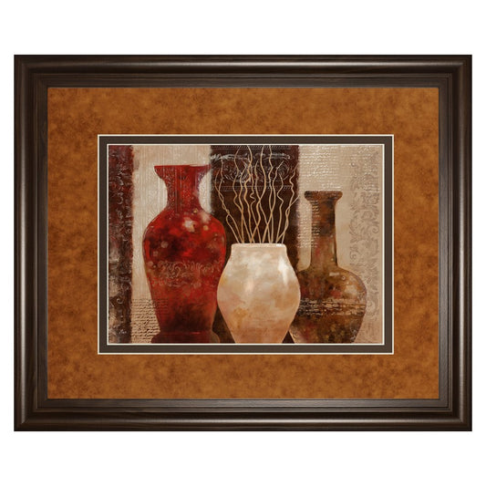 Classy Living Rustic Vases 40x34in Wall Art | Transitional Dark Chocolate MDF Frame with Real Glass | Living Room & Office Decor | 1 x 40 x | Model DM5270