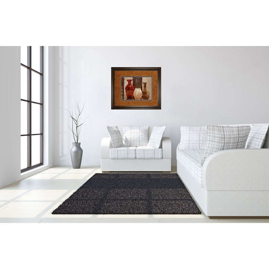 Classy Living Rustic Vases 40x34in Wall Art | Transitional Dark Chocolate MDF Frame with Real Glass | Living Room & Office Decor | 1 x 40 x | Model DM5270