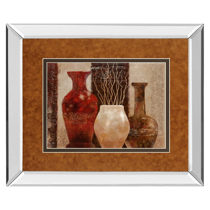 Classy Living Rustic Vases 40x34in Wall Art | Transitional Mirrored Frame and Paper Art | Living Room & Dining Room Decor | 40 x 34 x 3 in | Model DM5270MF