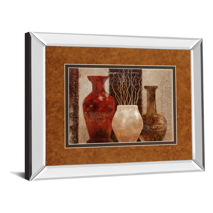 Classy Living Rustic Vases 40x34in Wall Art | Transitional Mirrored Frame and Paper Art | Living Room & Dining Room Decor | 40 x 34 x 3 in | Model DM5270MF