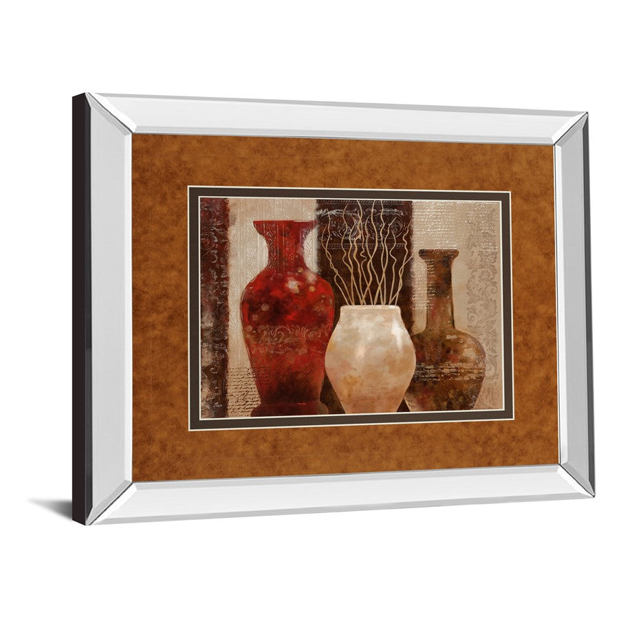 Classy Living Rustic Vases 40x34in Wall Art | Transitional Mirrored Frame and Paper Art | Living Room & Dining Room Decor | 40 x 34 x 3 in | Model DM5270MF