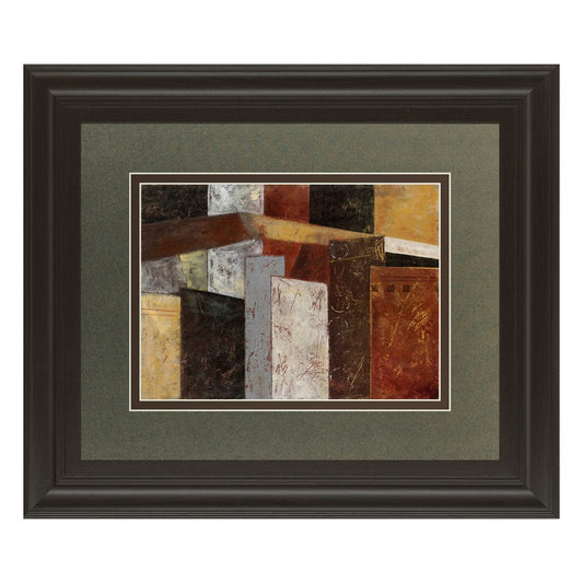 Classy Living Urban Geometry Wall Art 40x34in | Contemporary Multicolor Paper on MDF in Dark Chocolate Frame | Living Room & Office Decor | Model DM5272