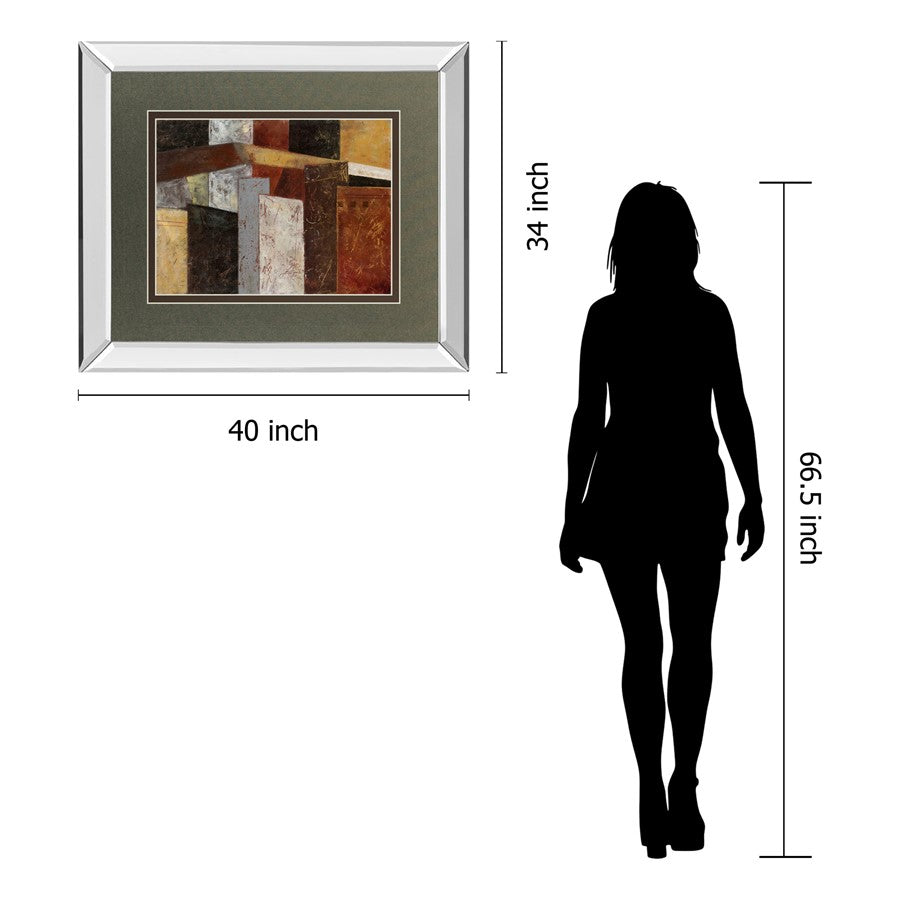 Classy Living Urban Geometry 40x34in Wall Art | Contemporary Mirrored Frame & Double Matting | Living Room & Office Decor | 3 x 40 x 34 in | Model DM5272MF