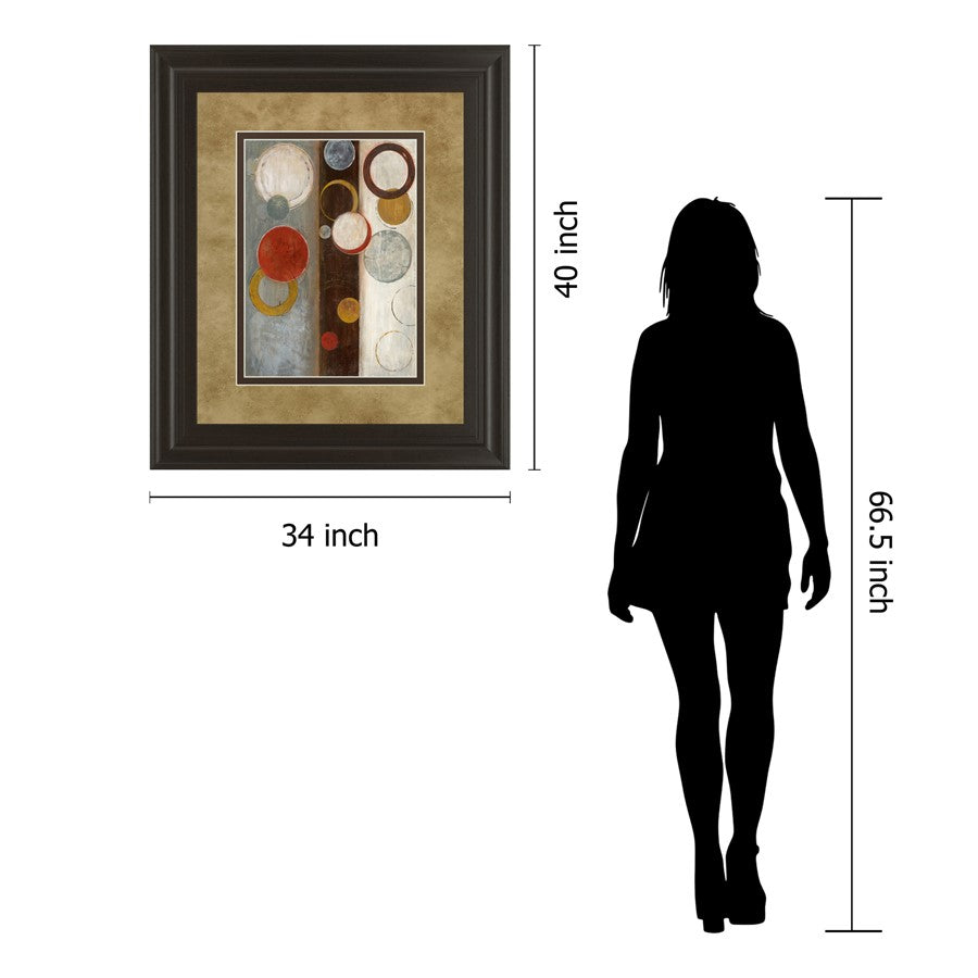 Classy Living Crescent Moon I 34x40in Wall Art | Contemporary Multicolor Abstract on Paper in Dark Chocolate MDF Frame | Living Room & | Model DM5276