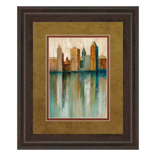 Classy Living Golden Skyline Mirage Wall Art 40x34in | Contemporary Cinnamon Mocha Framed Print | Living Room & Office Decor | 1 x 40 x 34 | Model DM5277