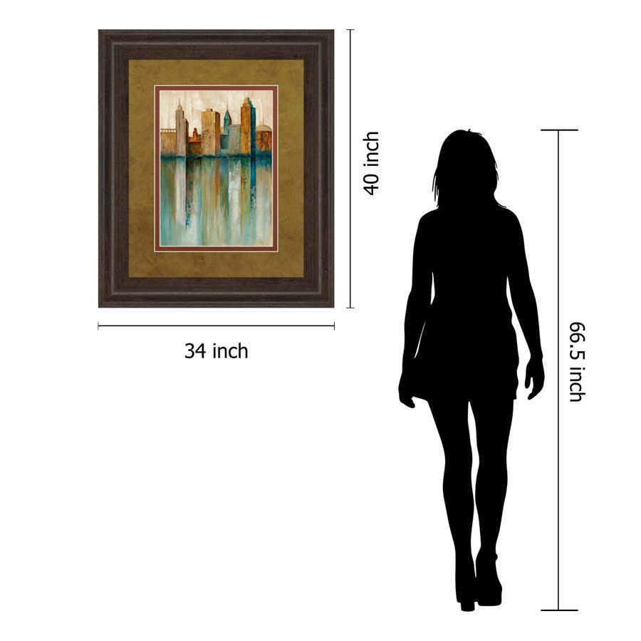 Classy Living Golden Skyline Mirage Wall Art 40x34in | Contemporary Cinnamon Mocha Framed Print | Living Room & Office Decor | 1 x 40 x 34 | Model DM5277