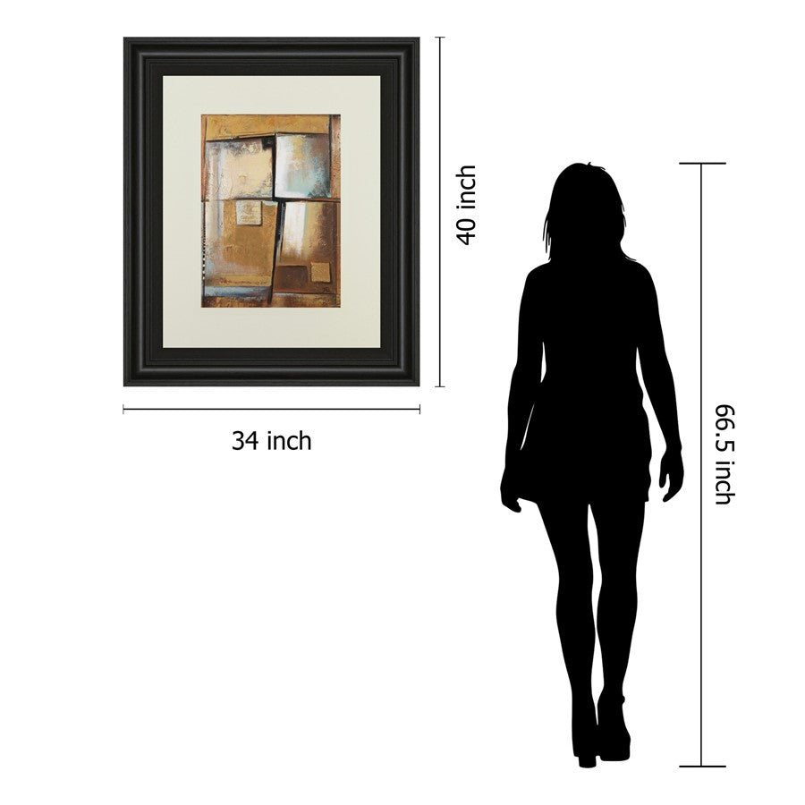 Classy Living Textured Harmony Wall Art 34x40in | Contemporary Mixed Media on Paper in Dark Chocolate MDF Frame | Living Room & Office | Model DM5281